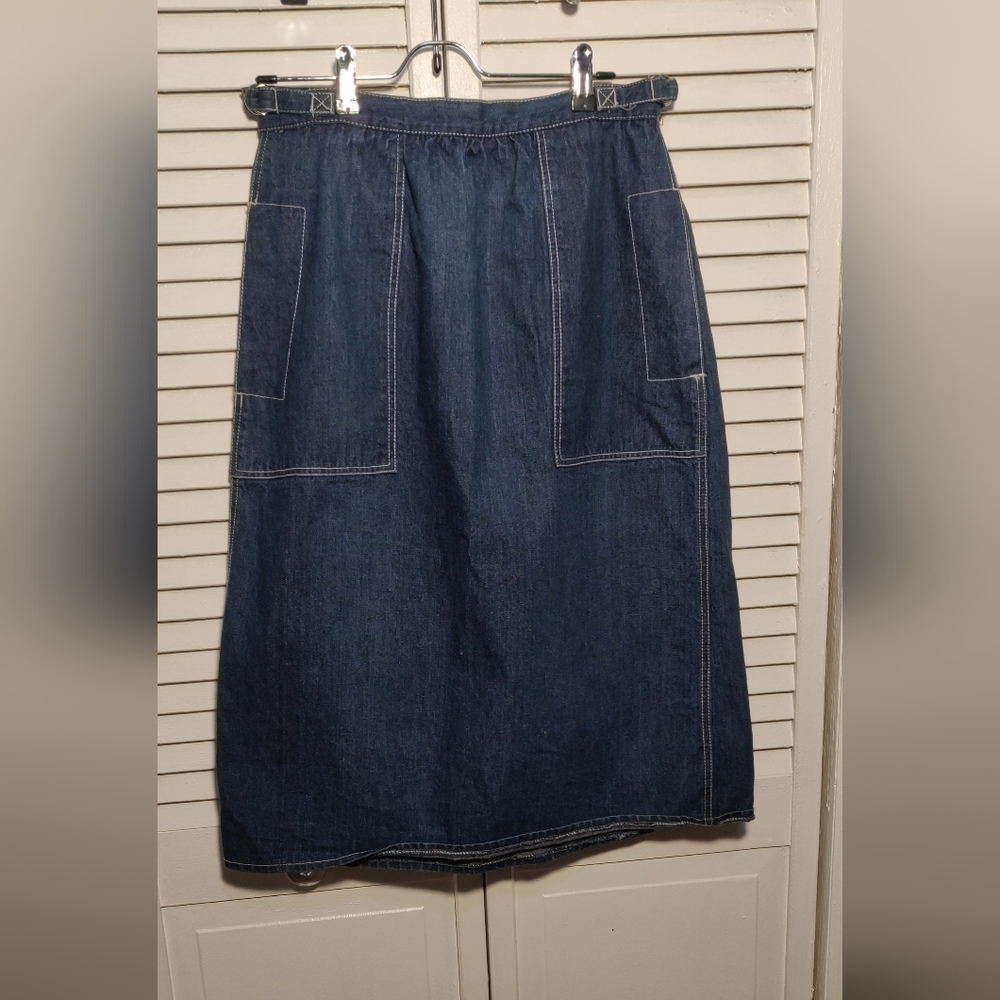 Liz Claiborne Denim Cargo Wrap Midi Skirt